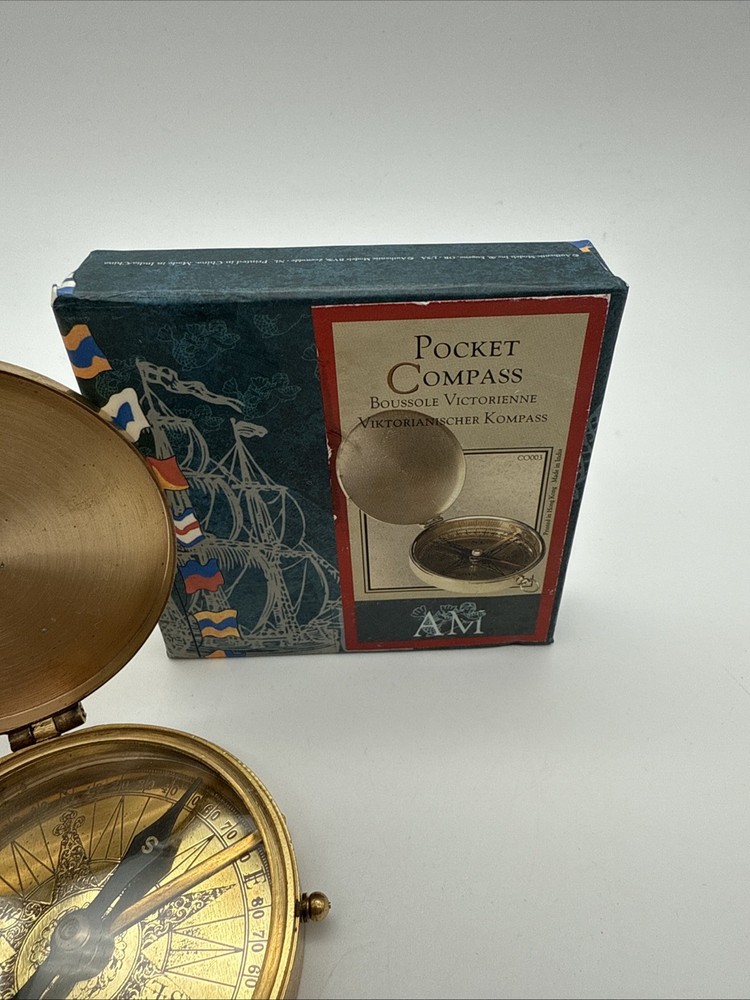 Pocket Compass Authentic Models CO003 BRASS Replica W/Box