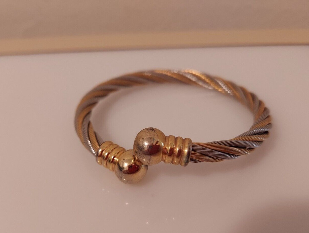 wire cuff bracelet rope style 2 tone