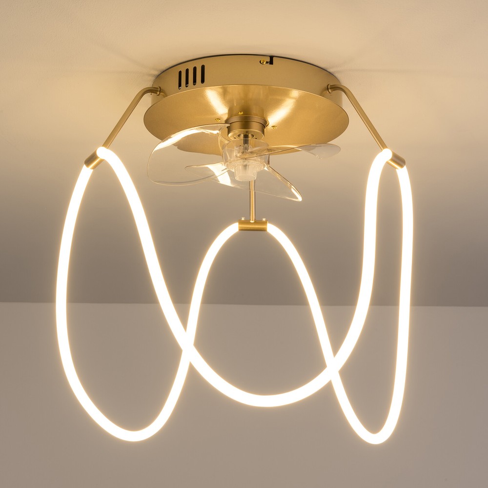 14in LED Ceiling Fan Flush Mount Enclosed Ceiling Fan w/ Light & Remote Control