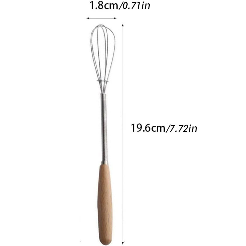 3Pcs Whisk With Solid Wood Handle Kitchen Mini Stainless Steel Egg Beater