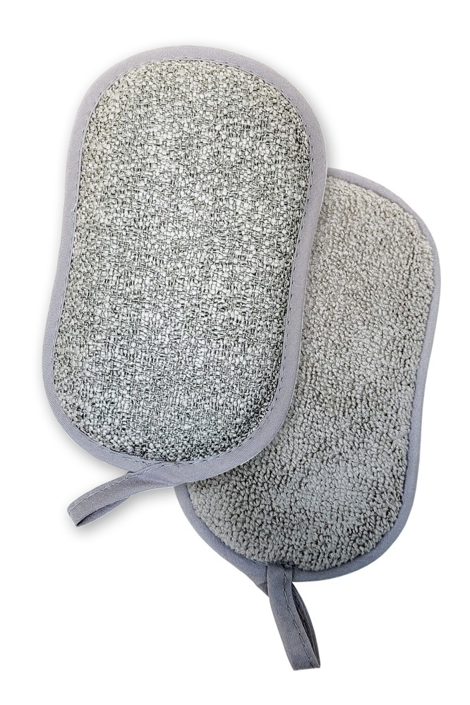 2-PACK - Safe Scouring Pad and Sponge Combo - Washable Microfiber Cover