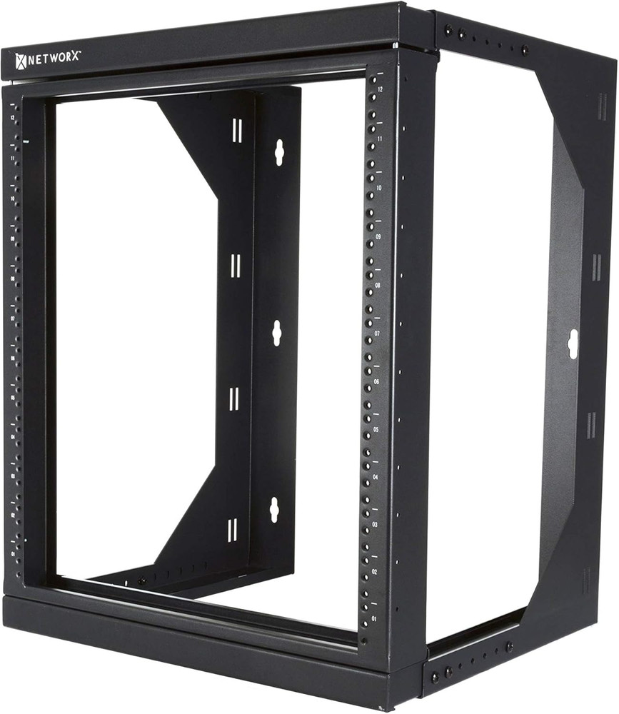 22U Adjustable Depth Open Frame Swing Out Wall Mount Rack - 301 Series, Flat Pac