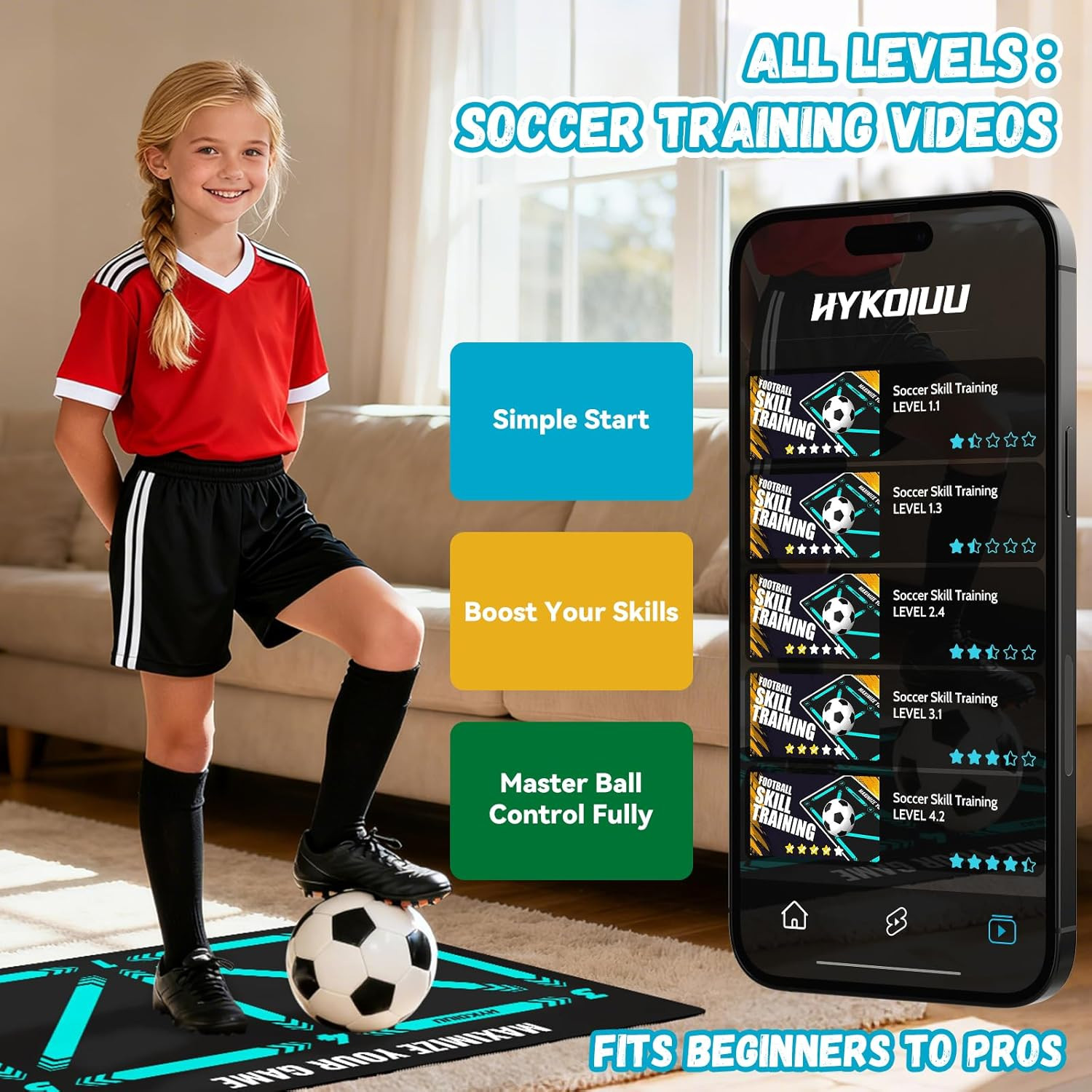 Soccer Training Mat With Instructional Video Improve Strength,Agility And Coordi