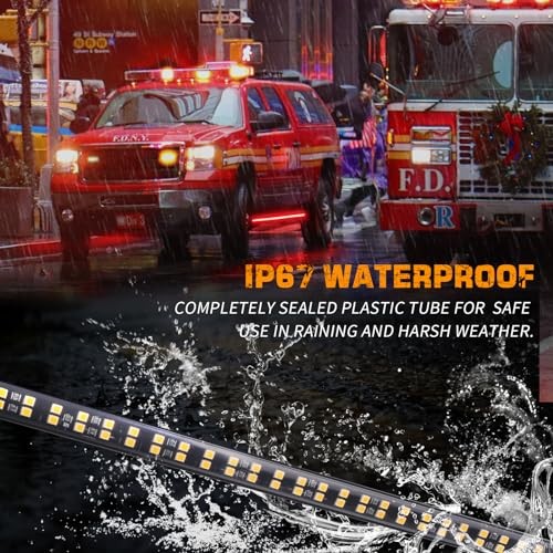 2PCS 60 inch Emergency Lights Strip 720 LED Running Board Strobe Lights Red