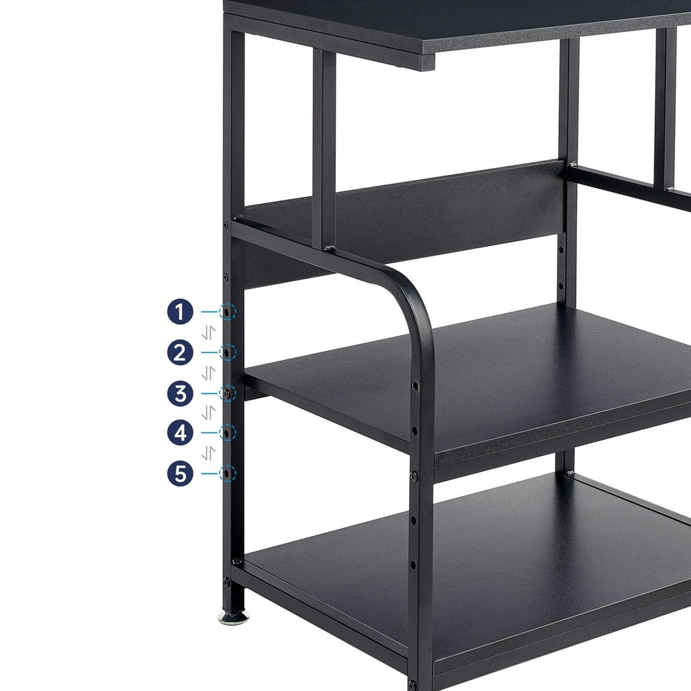 Printer Stand, 3 Tier Printer Table with Height Adjustable Storage Shelf, Rol...