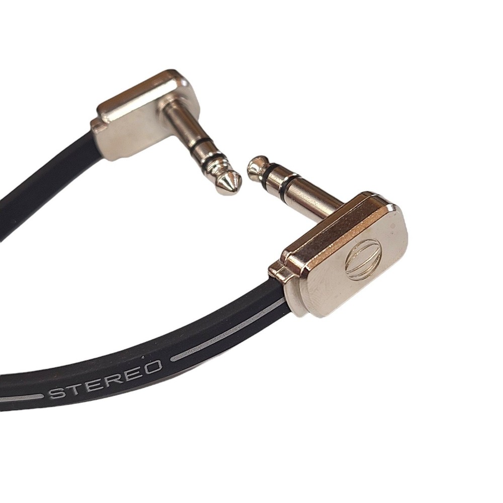 Stereo Guitar Patch Cable 12" Ernie Ball Flat Right Angle Effects Pedal