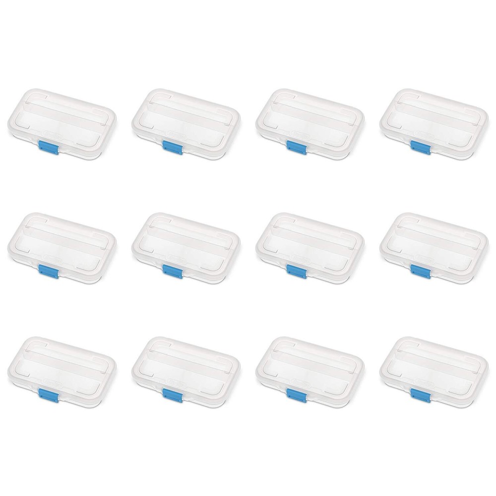 Sterilite Convenient Small Divided Clear Storage Box w/ Latching Lid, (12 Pack)