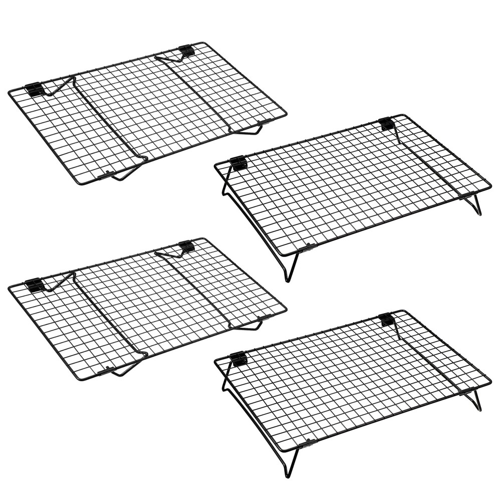4 PCS 13.4x9.4 Inch Black Carbon Steel Stackable Cooling Rack For Baking