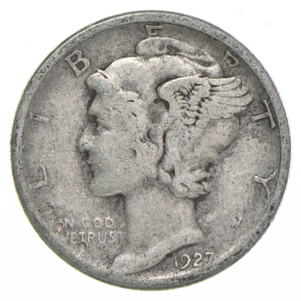 VG+ 1927-D Mercury 90% Silver Dime