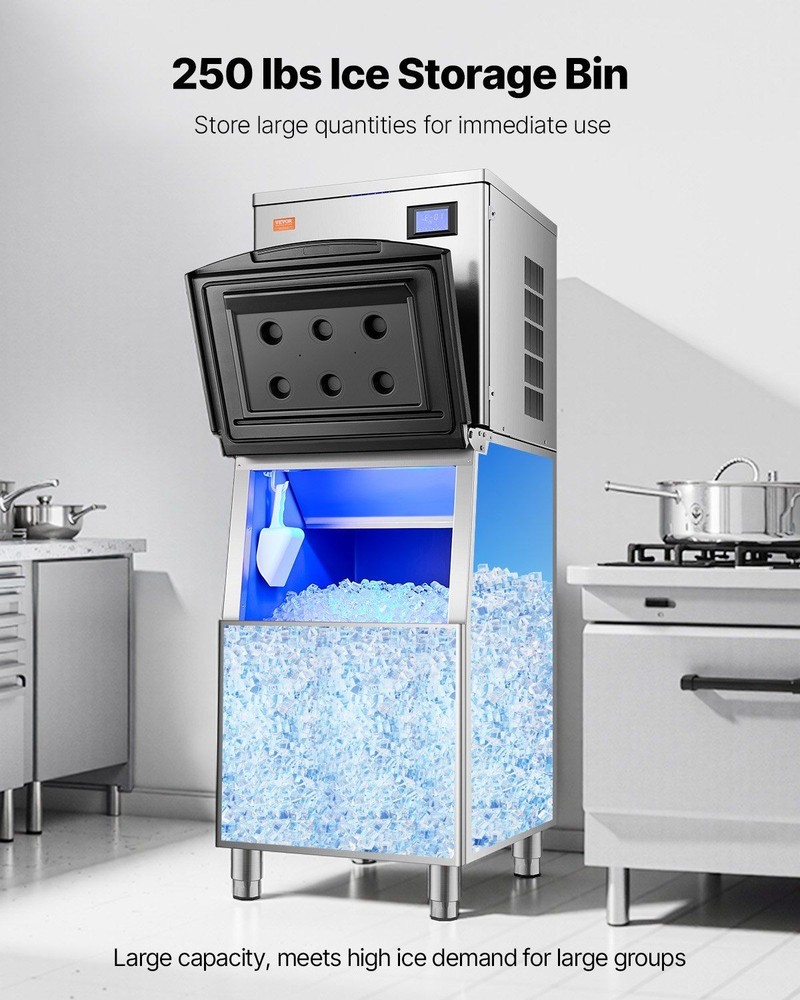 Efficient 250lb Ice Storage Bin with Fast Drain Design Feature