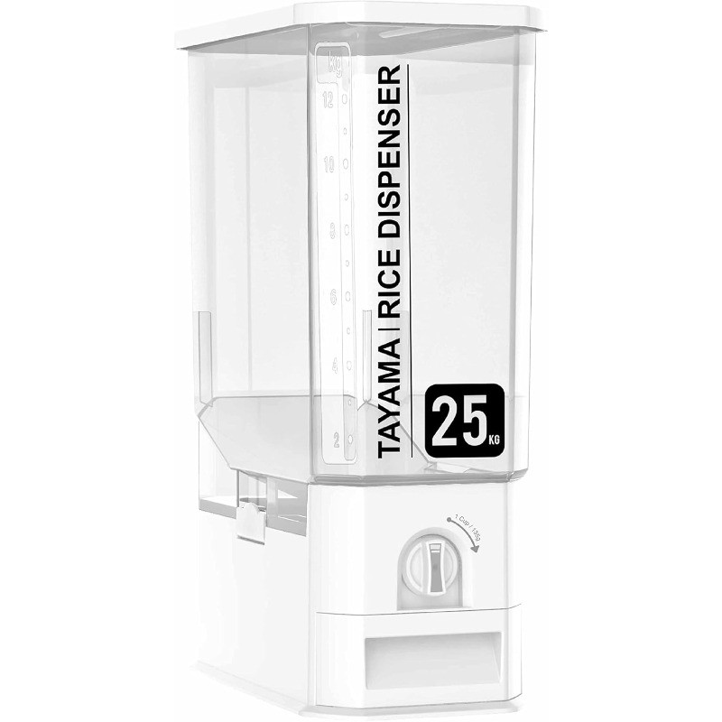 55 lbs. Capacity Rice Dispenser Grain Storage Container,White