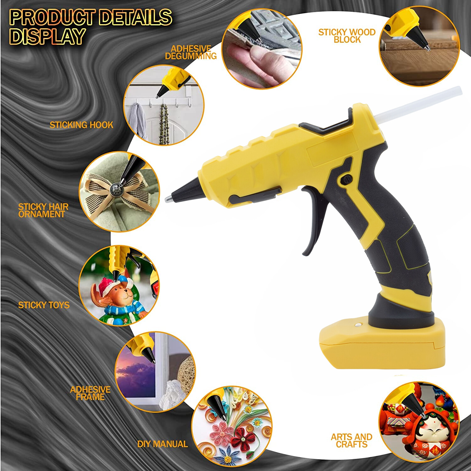 Cordless Hot Melt Glue Gun For Dewalt 20V Max Battery For Crafts & Tools DIY