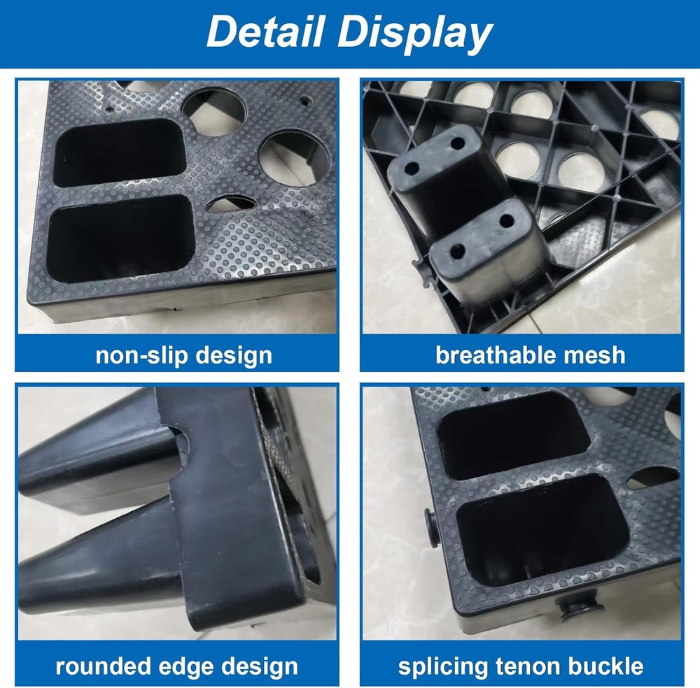 6 Pcs Moisture-proof Plastic Pallets Stackable Interlocking Storage Pallets