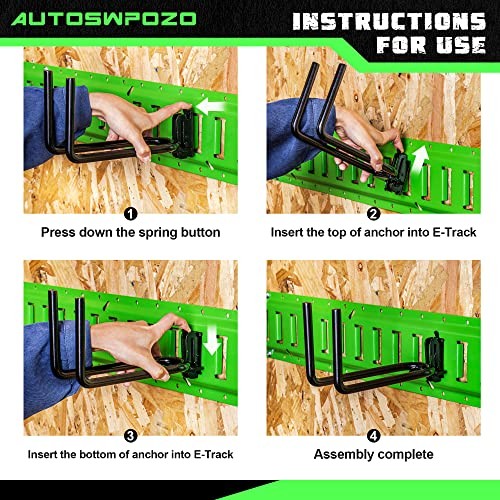 8-Pack E-Track Heavy Duty Shovel/Tool Hanger, E Track Hooks for Tools, 8 Pack