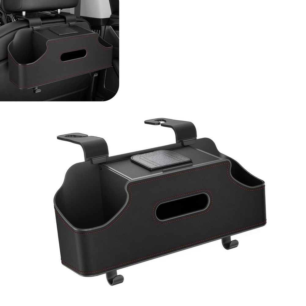 1 PC Car Seat Back Organizer, Car Back Seat Multi-Function Storage Box with 2...