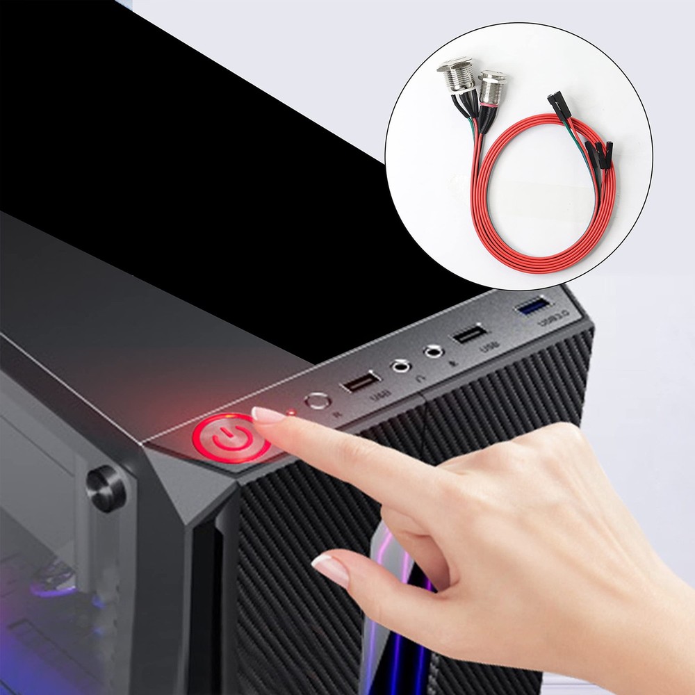 XMSJSIY Chassis Switch - Metal Button, PC Case LED Power Button 12mm, Blue