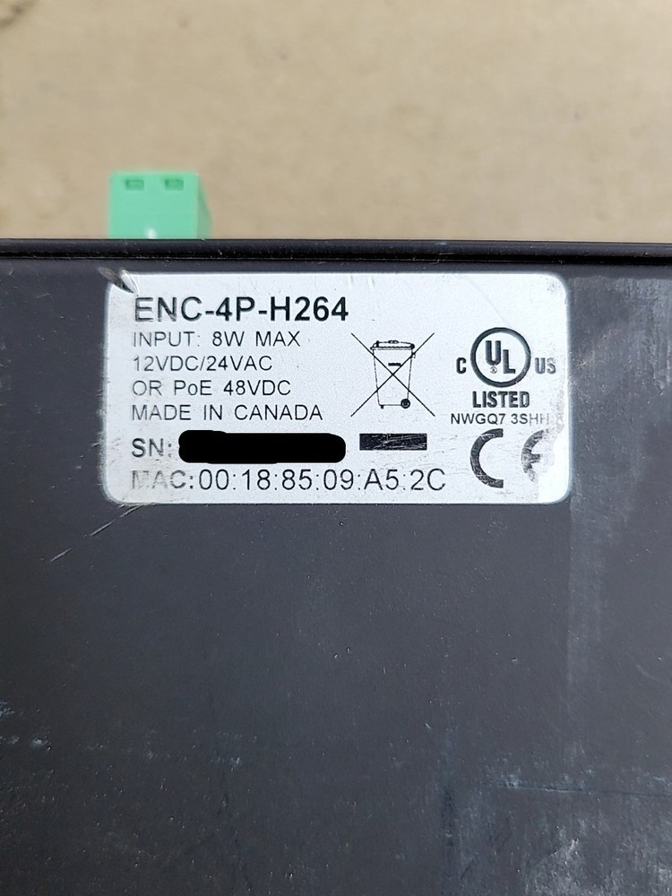AVIGILON ENC-4P-H264 H.264 Video Encoder 4-Channel SEE NOTES