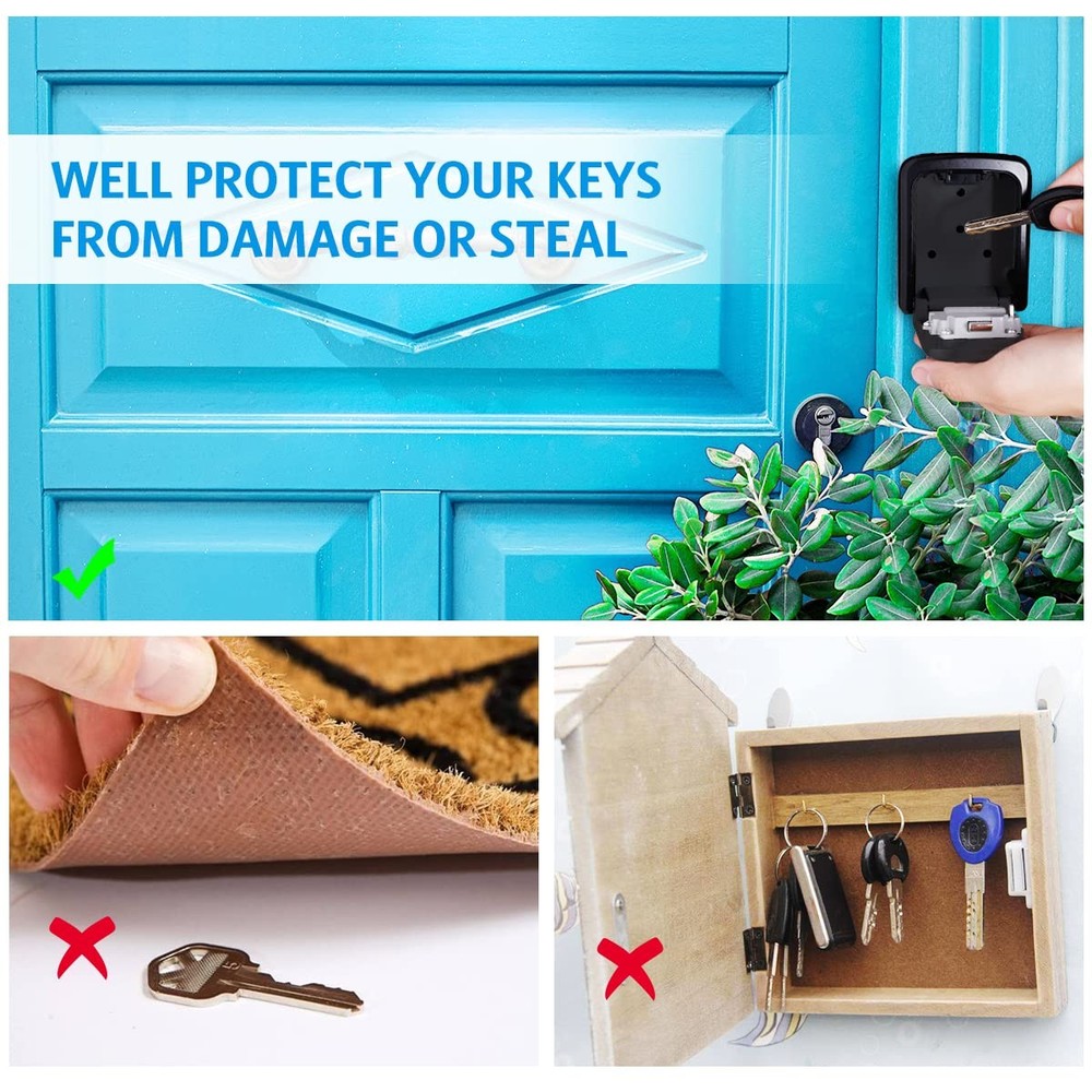 Key Lock Box, (NEW VERSION) Wall Mounted Safe 1 Pack, Black