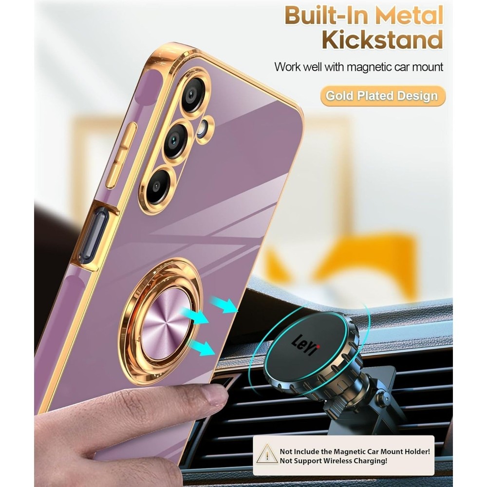 Galaxy A15-5G Phone Case with Tempered Glass Protector, 360° Rotatable Ring Hold