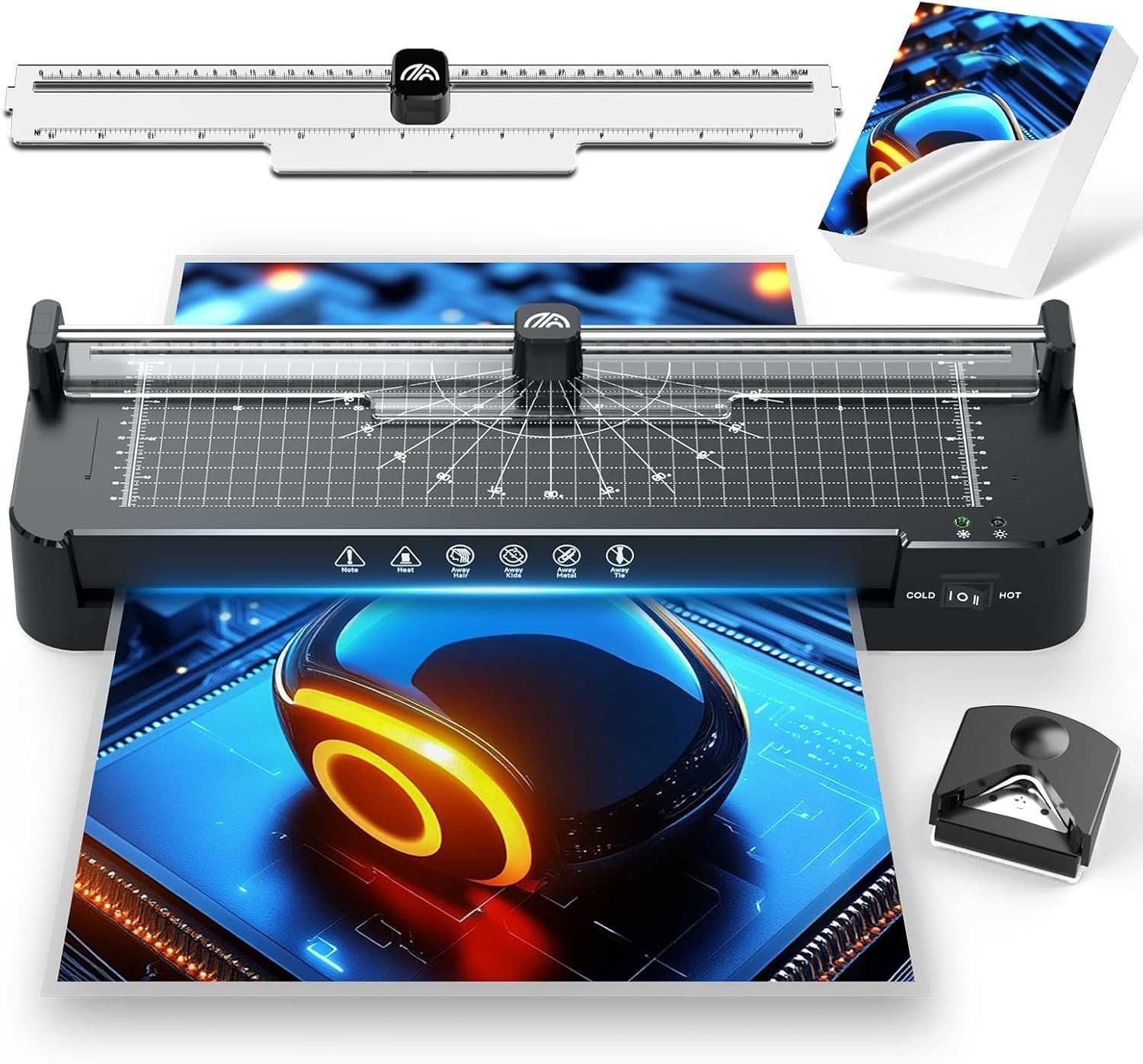 Plastificadora de 13 pulgadas con guillotina + 50 hojas + redondeador de esquina