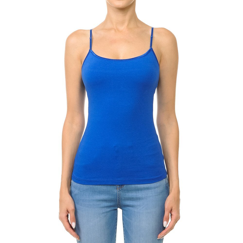 (Ambiance Apparel) Bra-Strap Camisole with Built in Shelf Bra Plain Tank Top