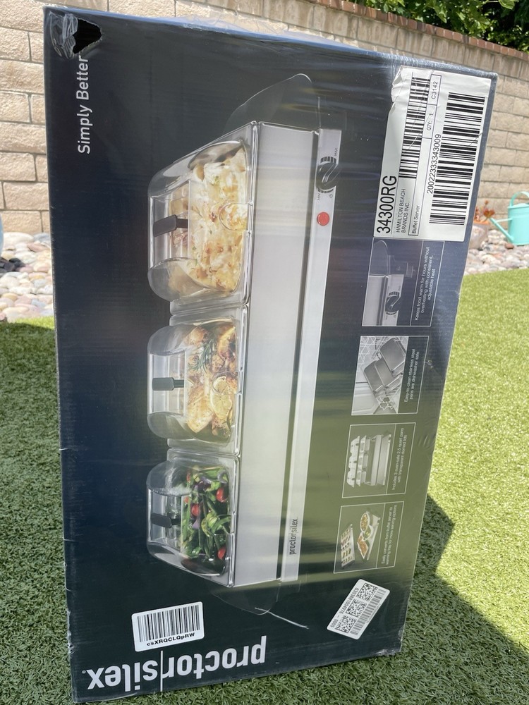 Proctor Silex Buffet Server 3 Stainless Steel Compartments Adjustable Temp