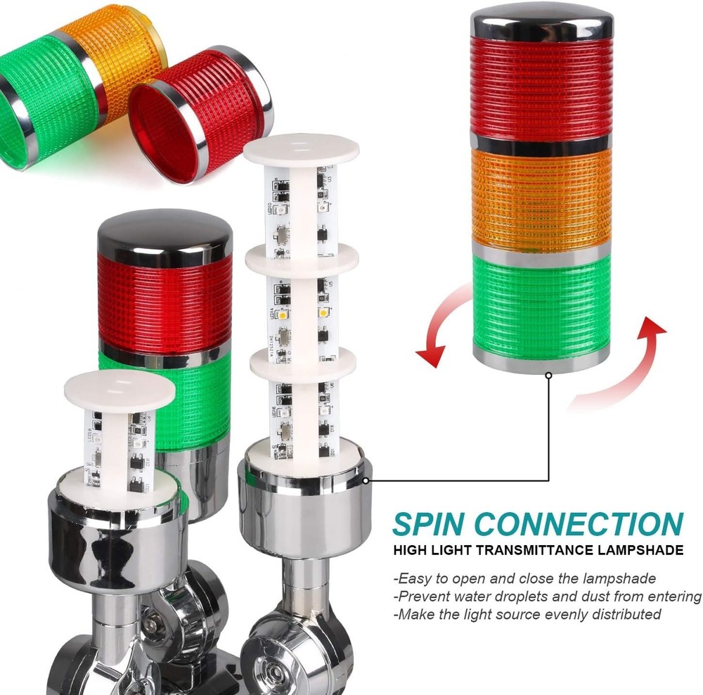 12-24V LED Signal Tower Light Industrial Warning Light with Buzzer