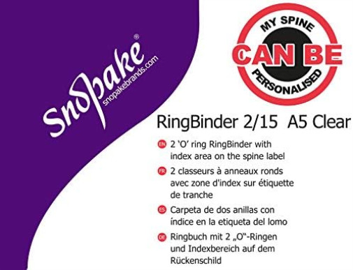 Snopake A5 2 O-Ring 15mm RingBinder - Clear Ref: 10108 1 Transparent