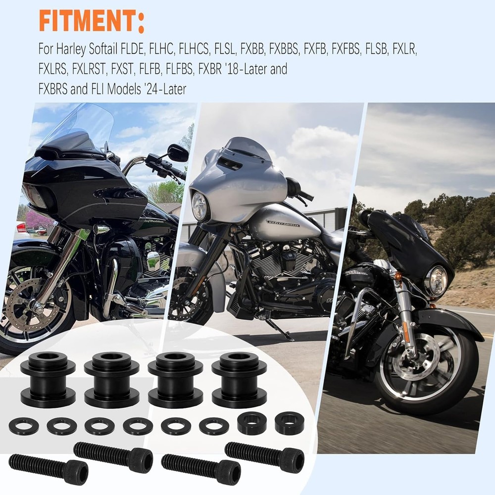 Black HoldFast Sissy Bar Docking Hardware Kit for Harley 2018-2025 Models