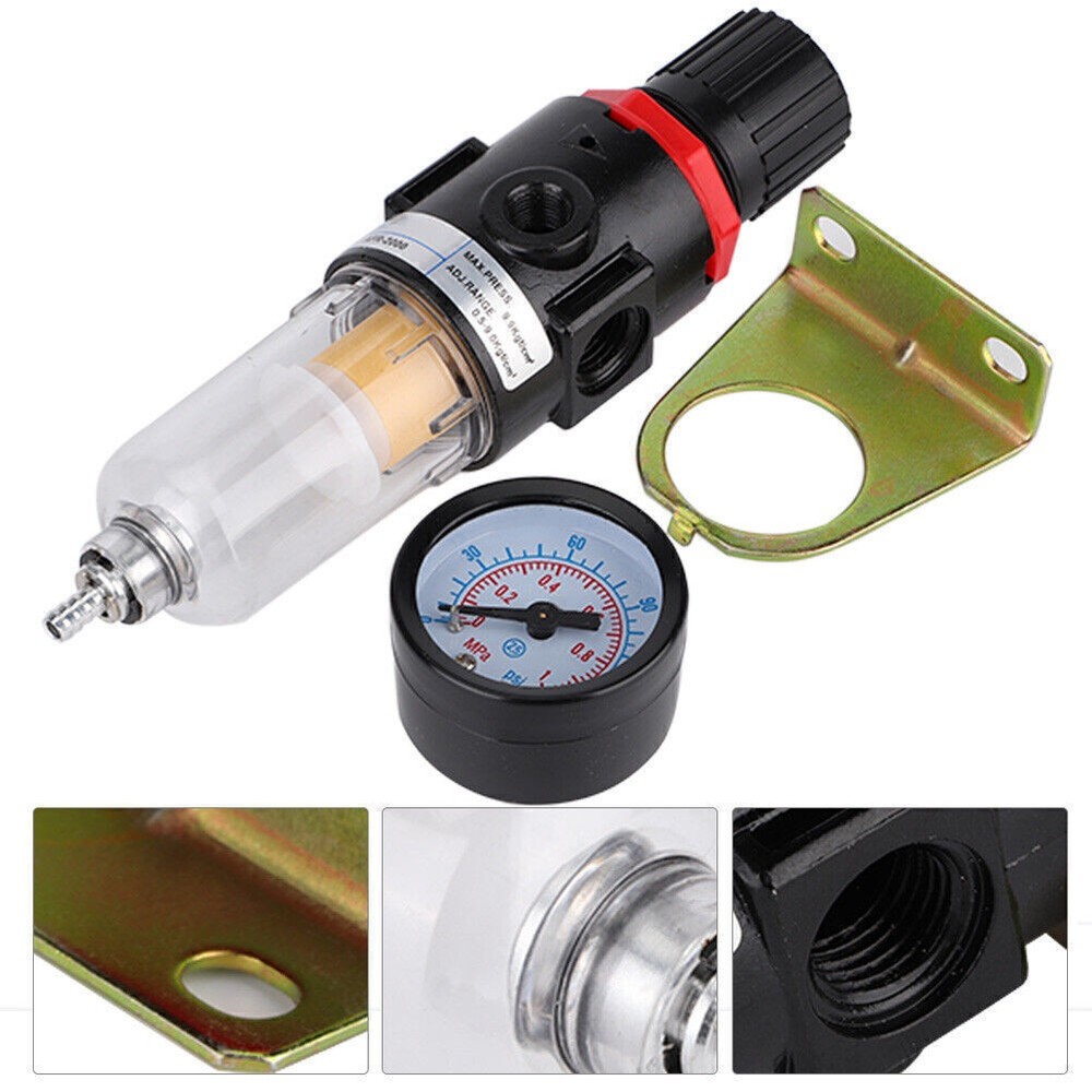 1/4" Air Compressor Filter Regulator Water Pressure Moisture Trap Separator