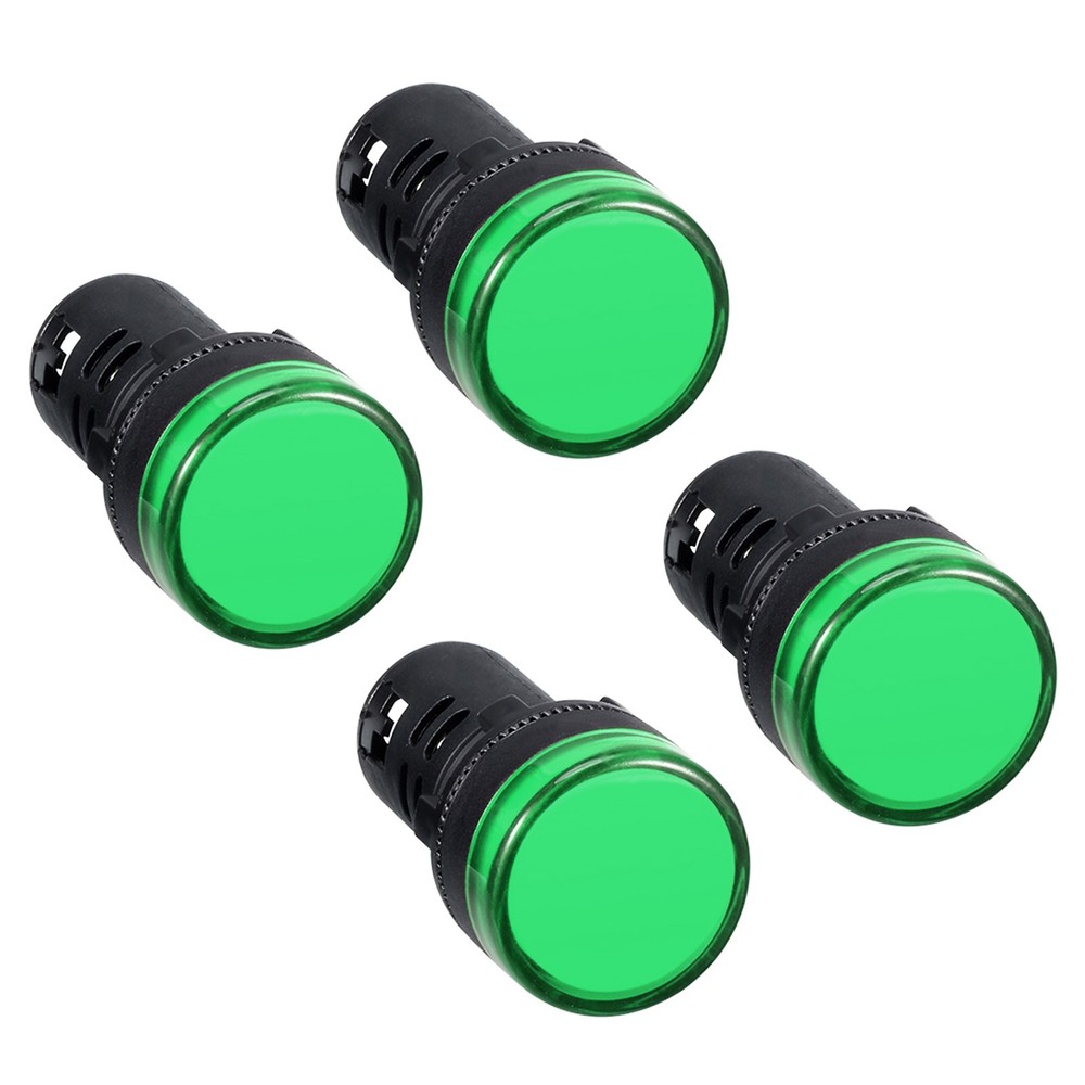 4 Pcs LED Indicator Lights Flush Panel Mount Green AC/DC 110V 7/8" 22mm
