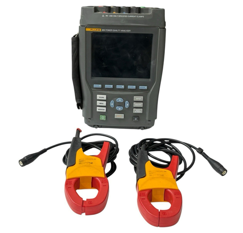 Fluke 434 Three-Phase Power Quality Analyzer with Accessories (Minor Broken)