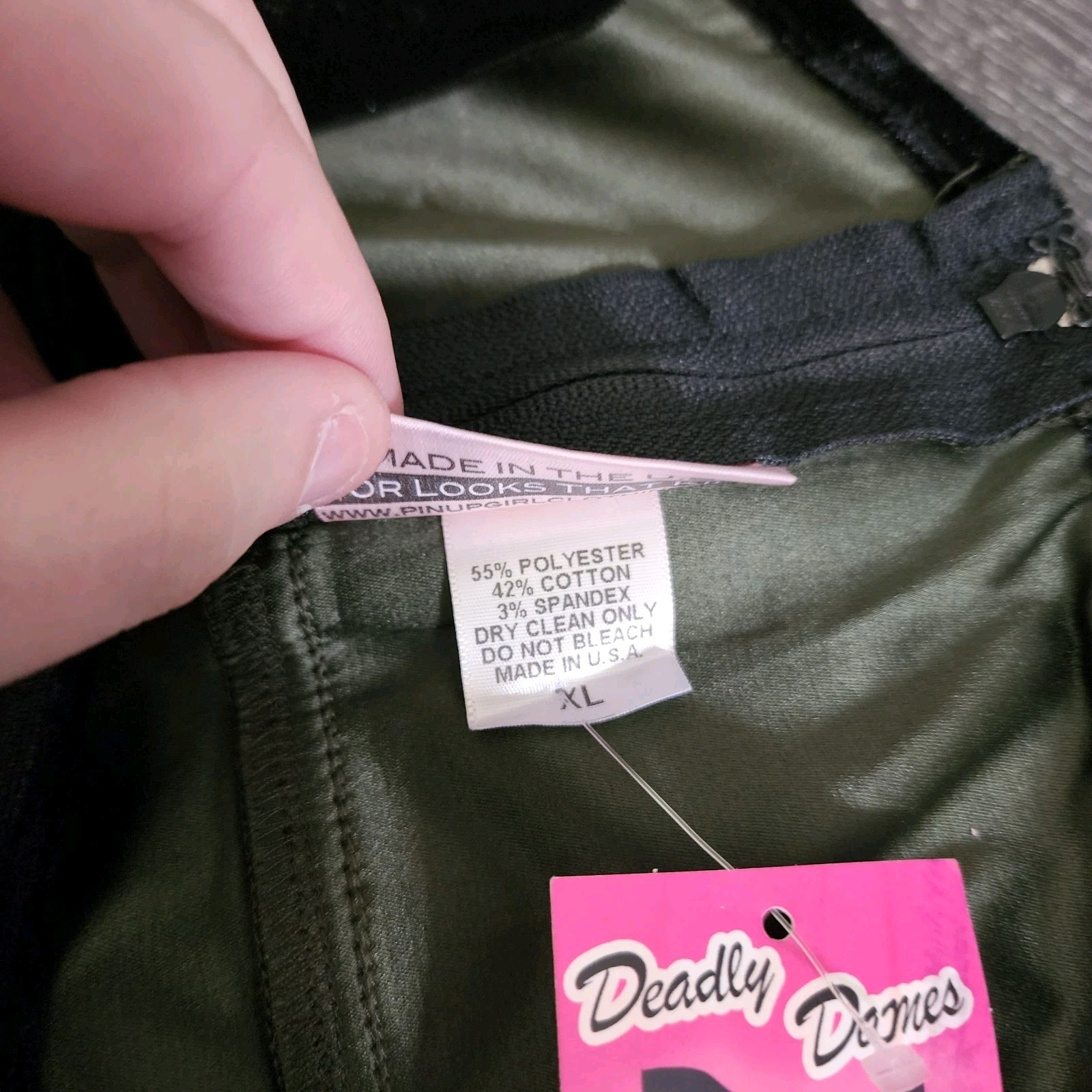 Pinup Girl Deadly Dames Courtesan satin wiggle dress with belt