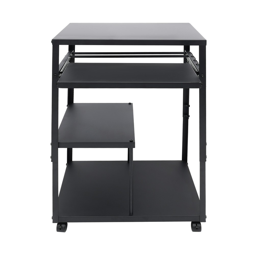 Computer Desk With Keyboard Tray Height Adjustable Rolling Presentation Table