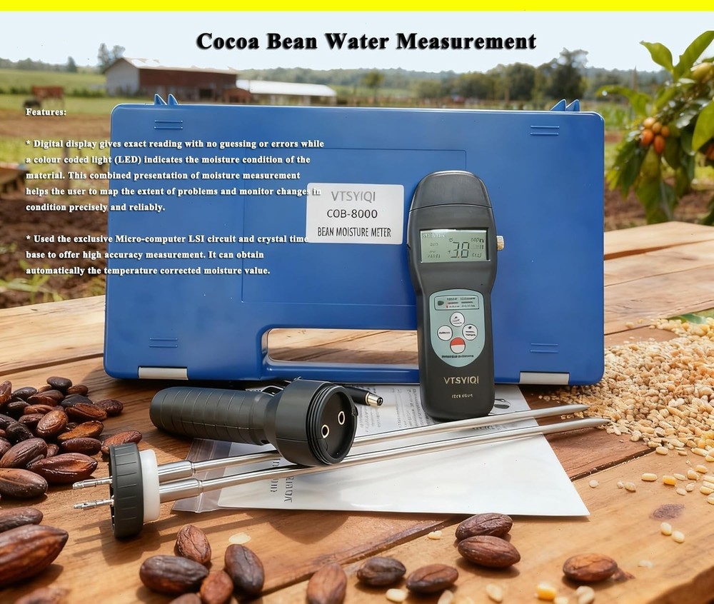 Cocoa Beans Moisture Meter Coffee Moisture Meter with Range 0-24% Resolution 0.1