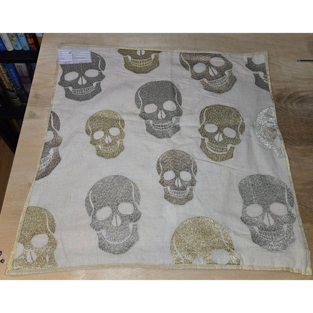 NWT 2 metallic skull Pillowcases 19x19 SAATVIK