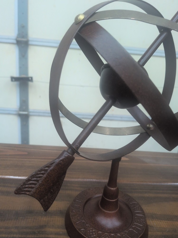 Decorative Metal Armillary Rotating Globe on Stand