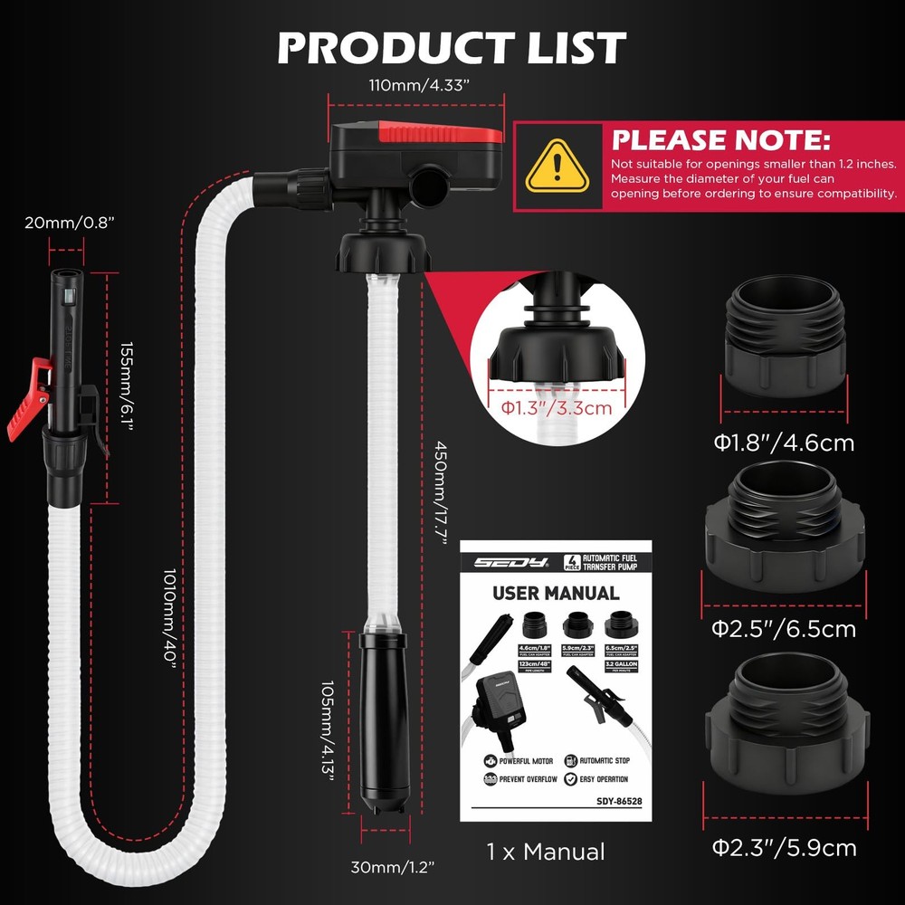 Automatic Fuel Transfer Pump with Auto-Stop Sensor(3.2 GPM), Battery Operated