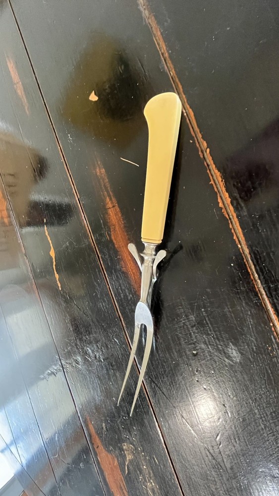 Vintage '20's Kickstand Serving Fork with Trim & Bakelite Handle 10"