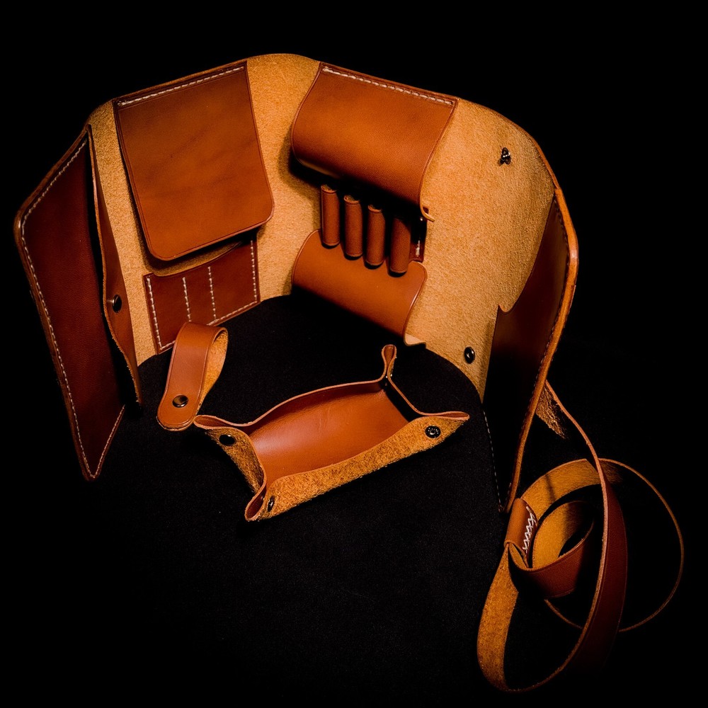 Leather Pipe Roll for Tobacco. Pouch Case. Handmade