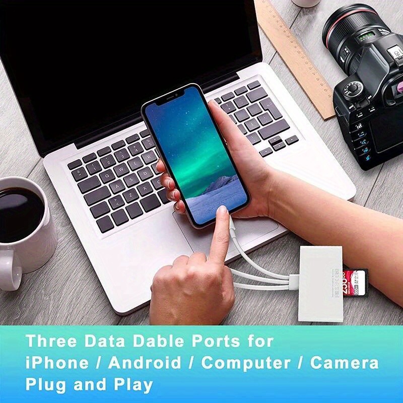 5in1 Memory Card Reader USB OTG Adapter foriPhone/iPad/MacBook/Samsung Plug Play