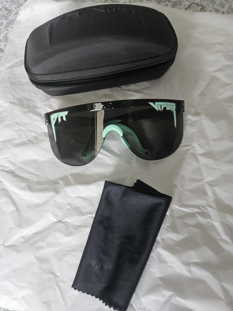Pit Viper Shield Cycling Sunglasses Mirrored Black Wraparound w/ Case