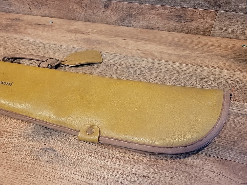 Vintage Brunswick Pool Stick Cue Case Billiard Cue Case Brown Pleather