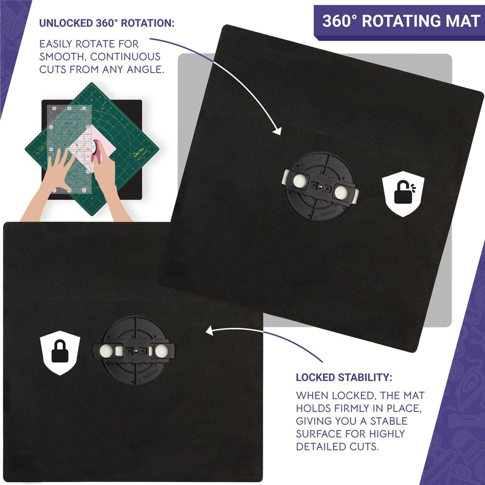 Rotating Cutting Mat 7" x 7" - Locking & Rotating Self Healing Cutting Board ...