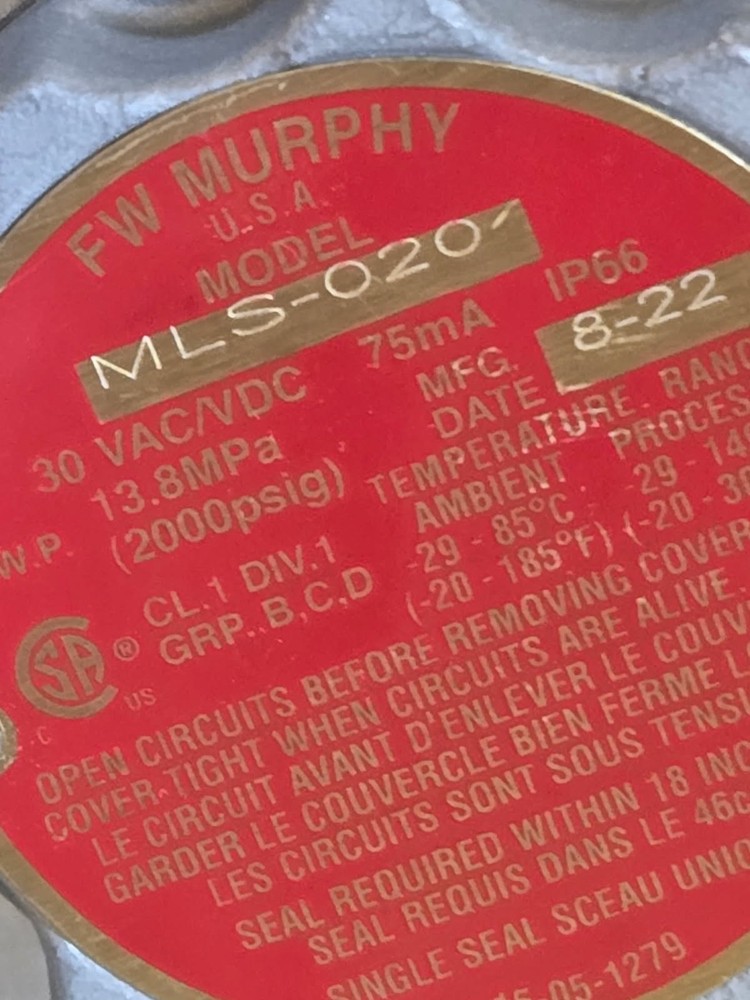 MURPHY MLS-020 Liquid Level Switch (15700839) New