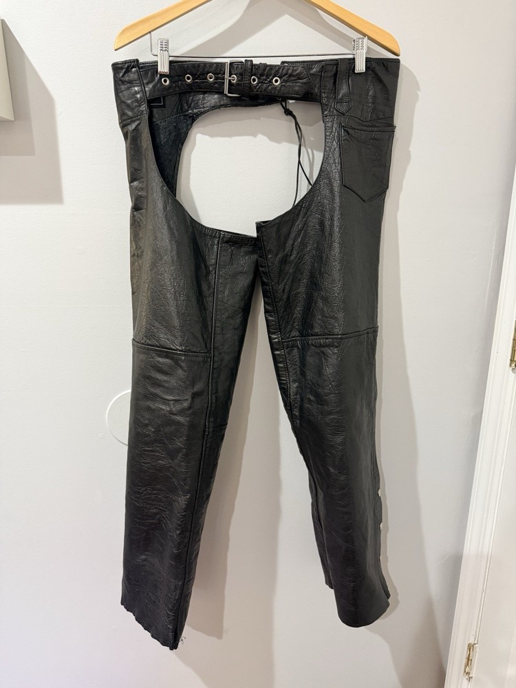 LEATHER MOTORCYCLE CHAPS UNIK Leather Apparel CHAPS Size M Z