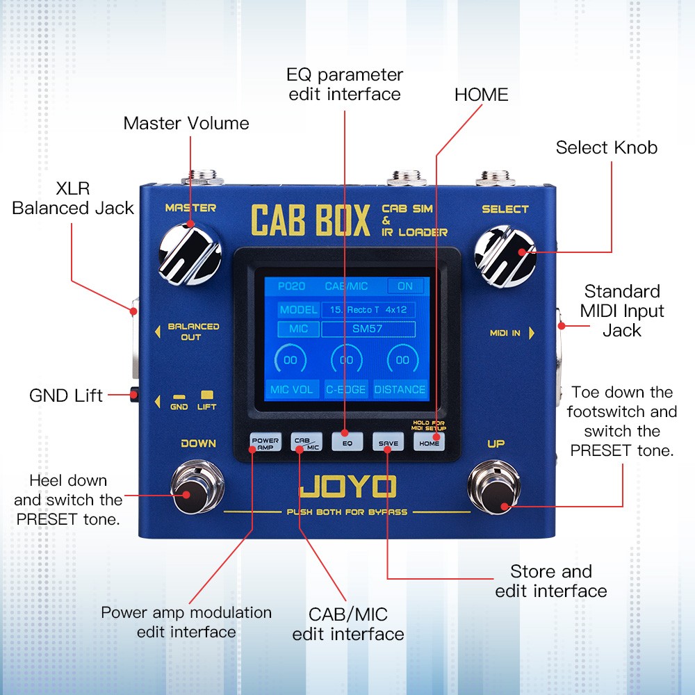 JOYO IR Loading & Cabinet Modeling Guitar Pedal Amp Simulator Multi Modes Pedal