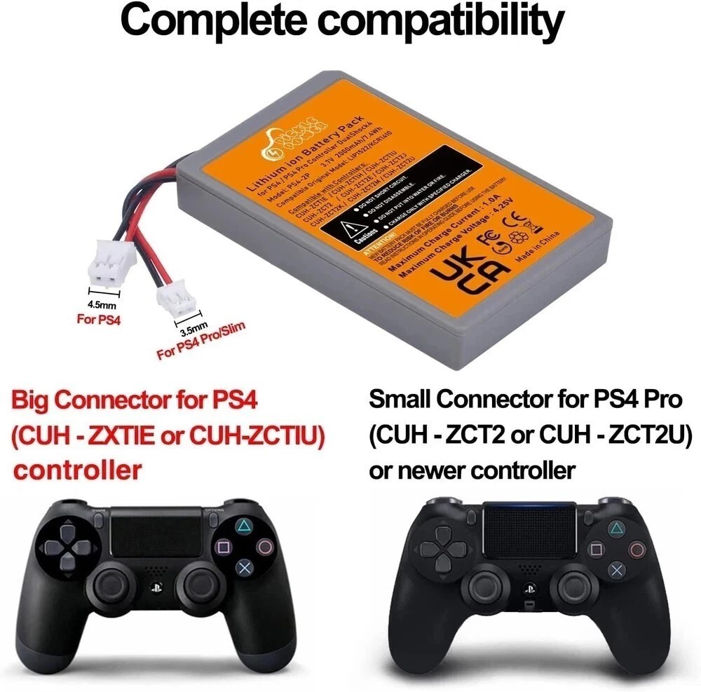PS4 Controller Battery Replacement 2 Pack 2000mAh Dualshock 4