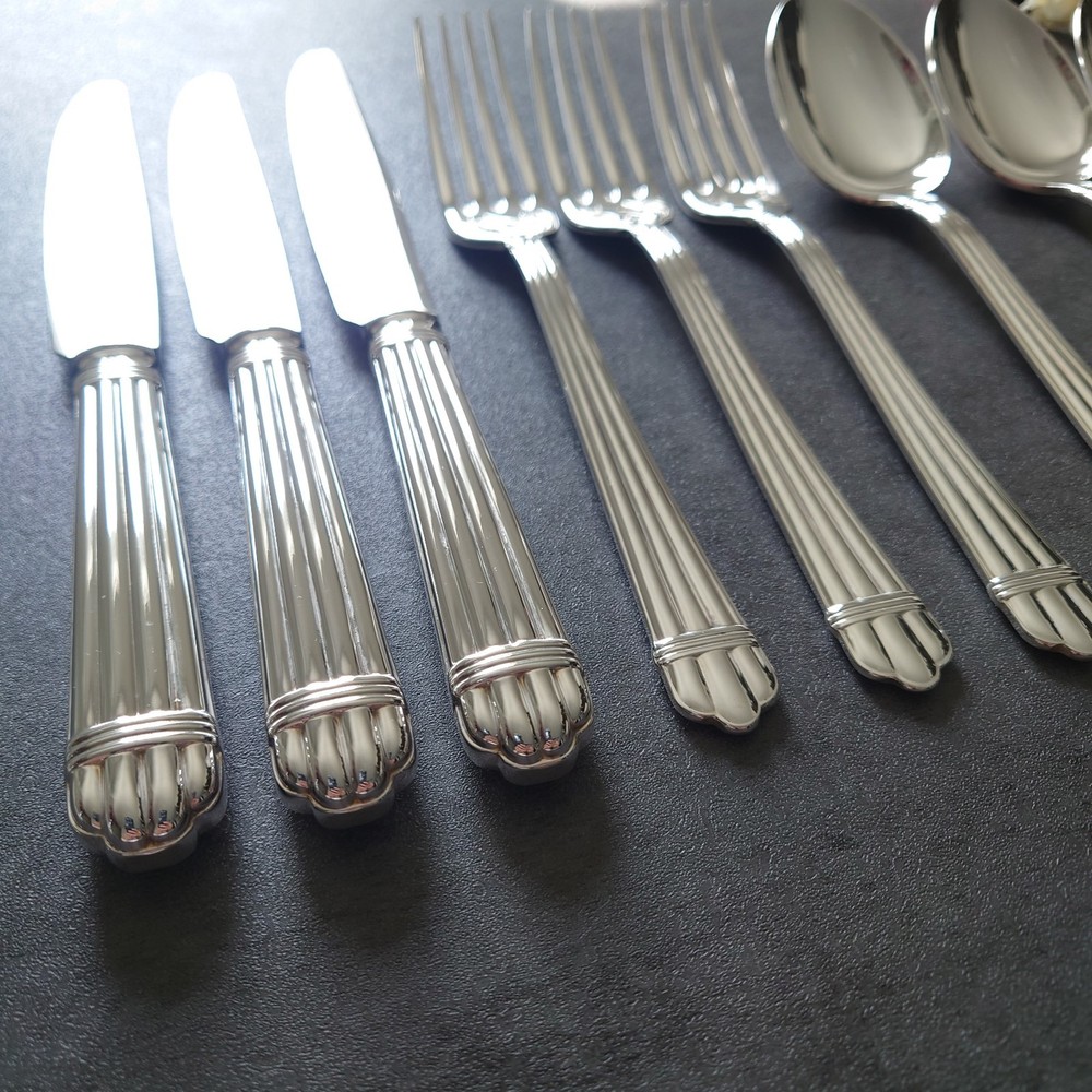 Christofle Aria 9pcs Silverplate Flatware Table Knife Fork Spoon Excellent