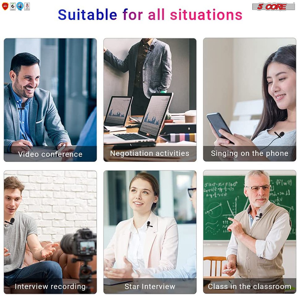 5Core Lavalier Microphone Clip On Mic Professional Grade Lav Lapel Microfono